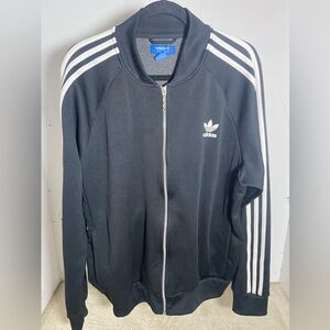 Adidas Originals XL Track Jacket Black Trefoil Logo Three Stripe Full Zip